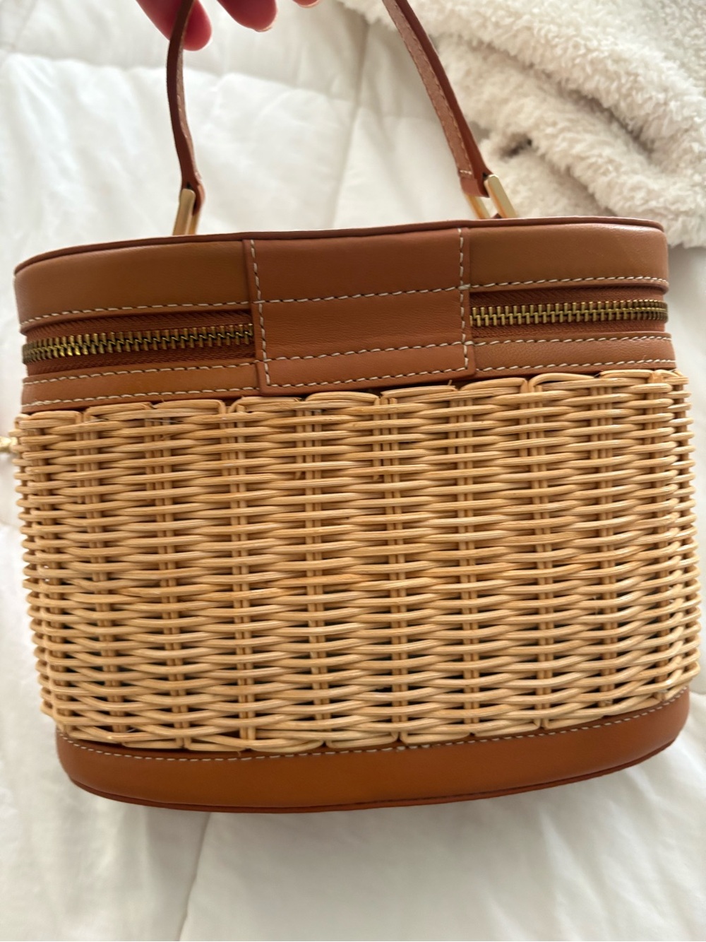 J. McLaughlin Lyla wicker camel bag - Picture 5 of 8